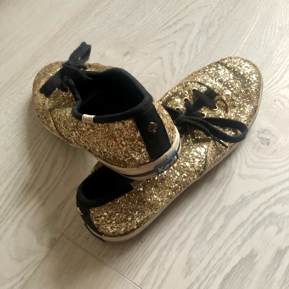 Kate Spade NY Keds Glitter Gold Sneakers, 7.5 - Picture 15 of 16